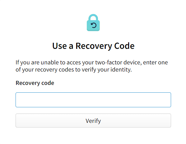 Screenshot showing use a recovery code prompt with an input box to enter the recovery code