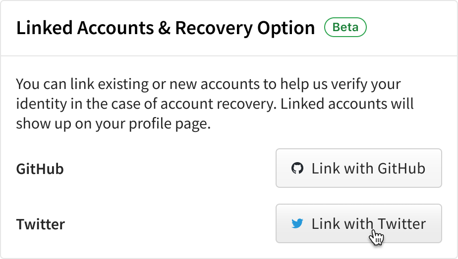 Screenshot of linking from Account Setting without any accounts linked