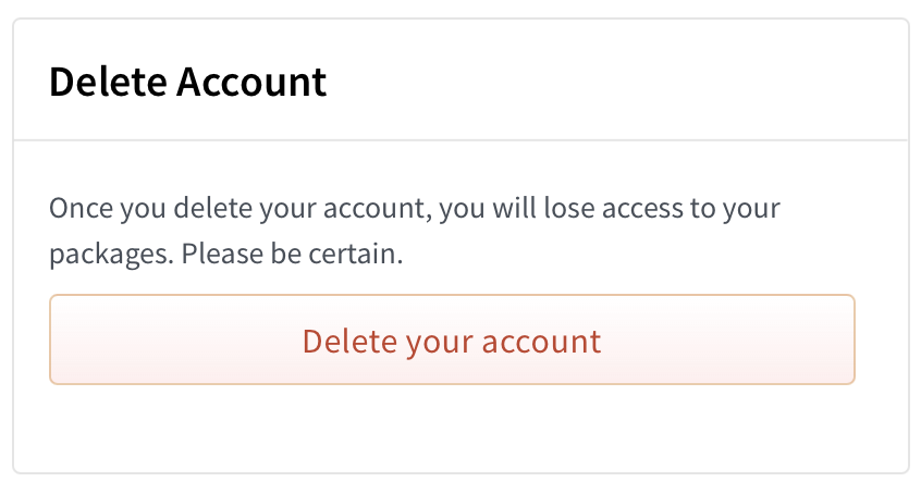 Screenshot of button to press to delete your account