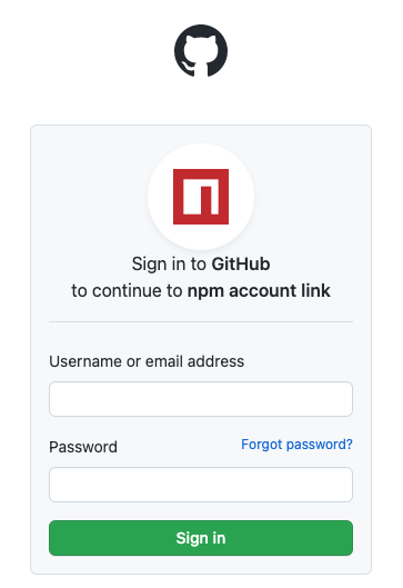 GitHub login form