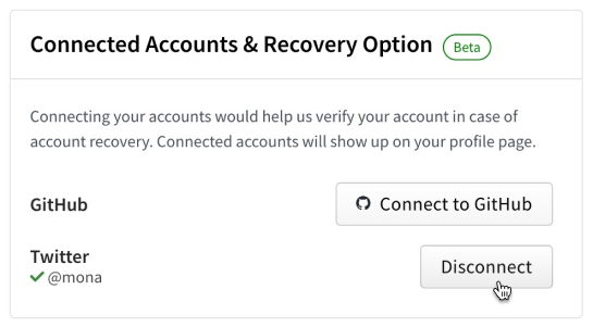 Screenshot of linking from Account Setting with a cursor hovering over disconnect
