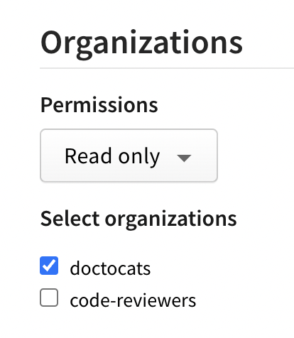 Screenshot of the organizations section